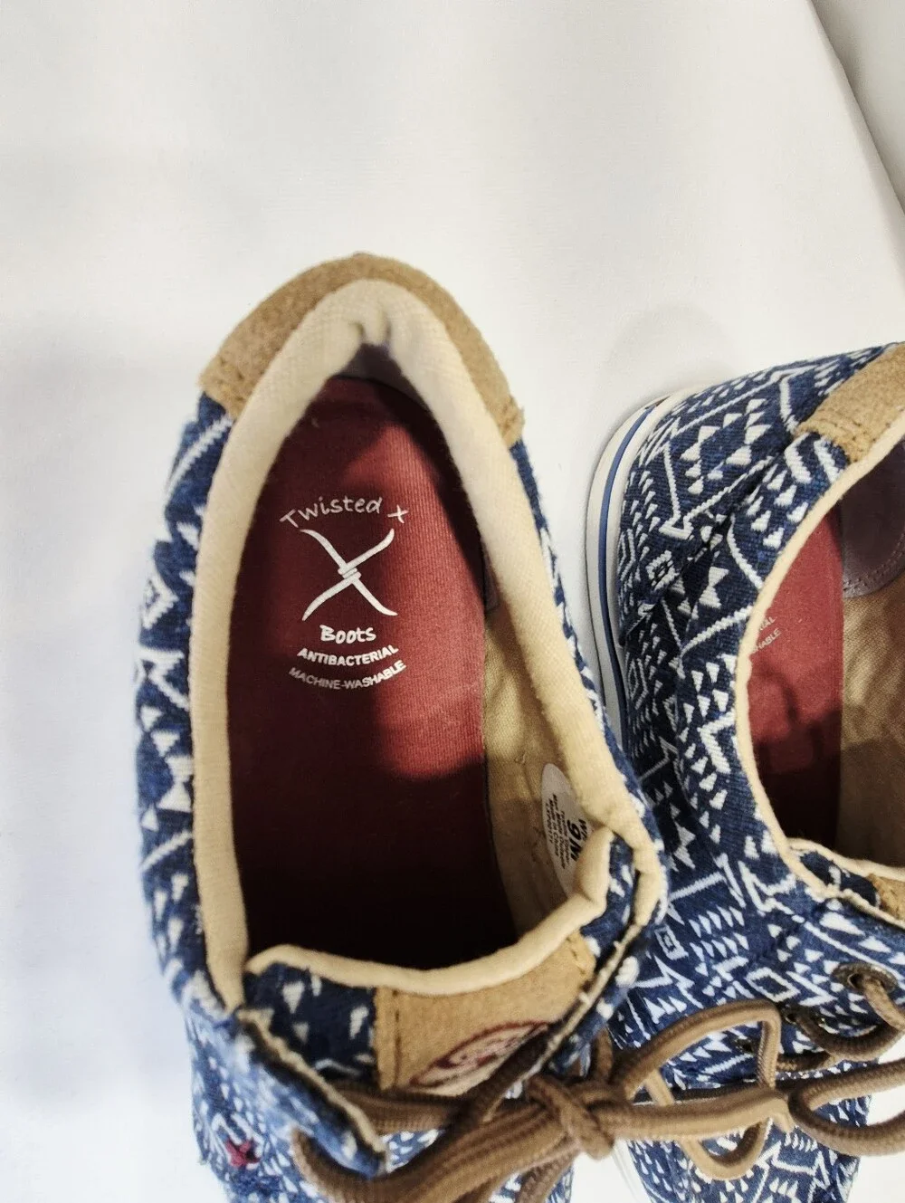 Twisted X Men's 9 Southwestern HOOey Loper Sneakers Moc Toe WHYC006 Blue White